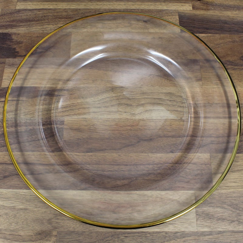 Ms Lovely Clear Glass Charger 13 Inch Dinner Plate With 0.5 CM Metallic Rim - Set of 4 - Gold - Image 3